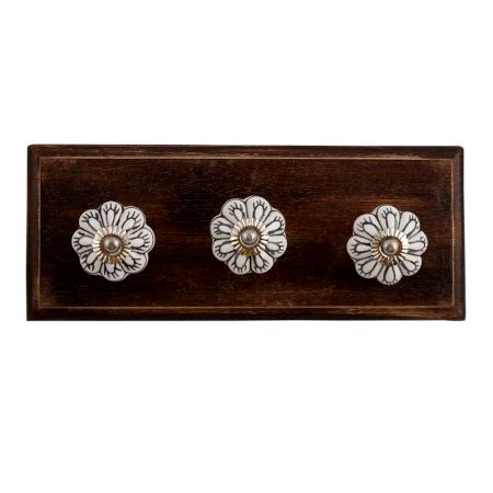 Black Spider Ceramic Wooden Hooks